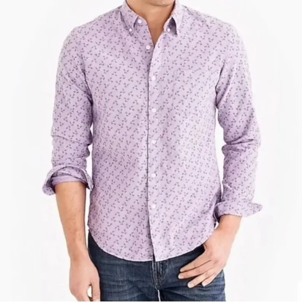 J Crew Flex Purple Button Front Long Sleeve Shirt‎ Mens XL, 17.5, Style H4730